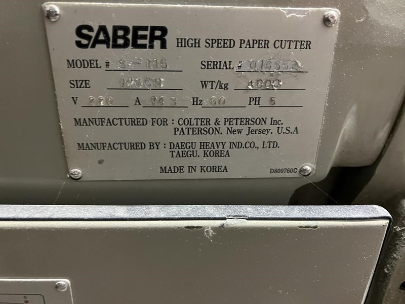 Used 2000 Saber S115 45 Inch Paper Cutter year 2000 PressCity