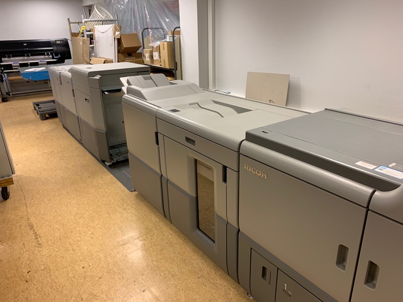 Used Ricoh Pro C7100x 5color digital printing press with PlockMatic