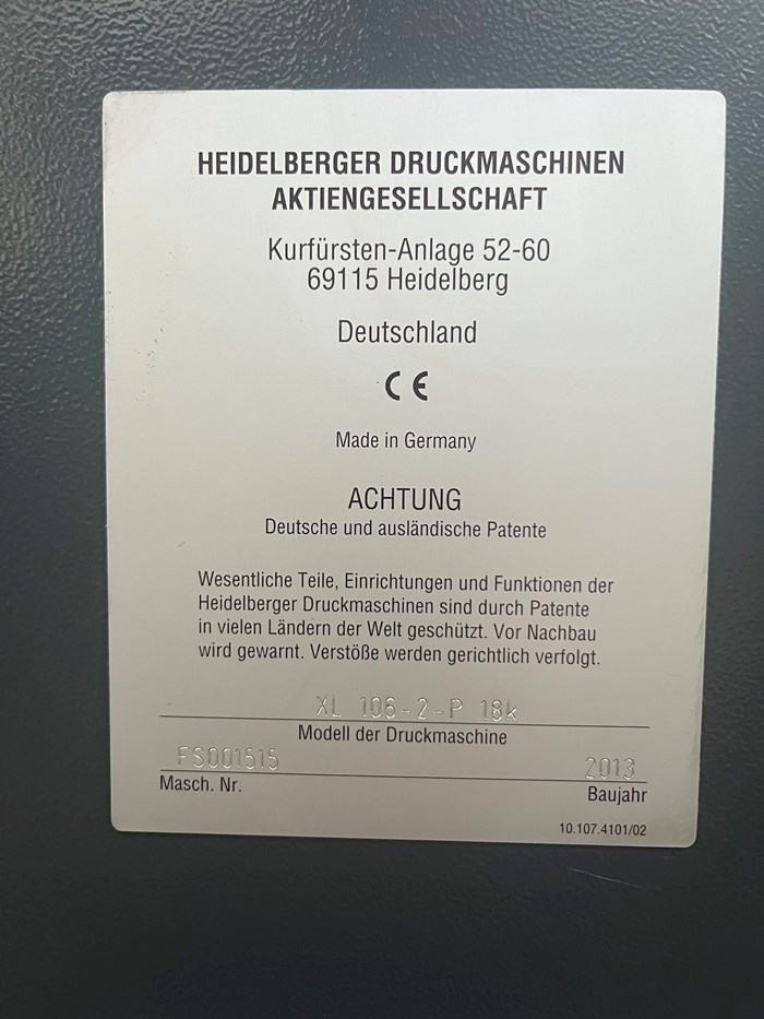 HEIDELBERG XL 106-2P 18K